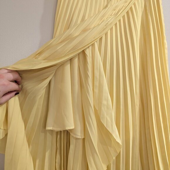 & OTHER STORIES PARIS ATELIER Satin Accordion Wrap Skirt 2 Sunshine Yellow - Picture 6 of 10